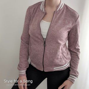 NWT New Look Mauve Rose Terry Bomber Jacket M
